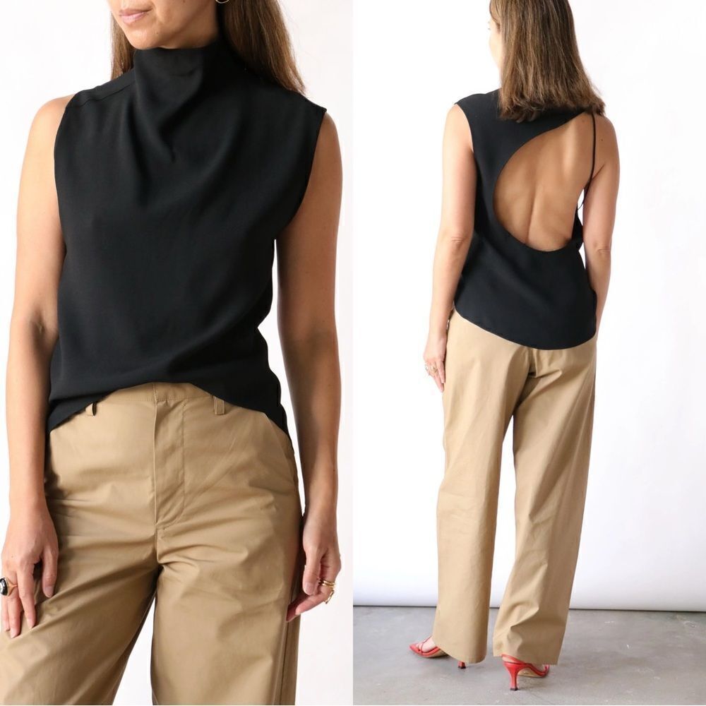 NWT GAUCHERE Open Back top in Mat Black